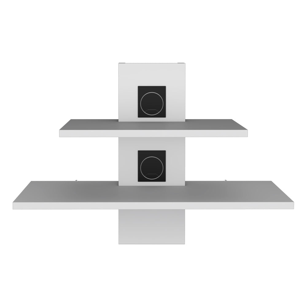 English Elm Shelf Ruston White Engineered Wood Floating Shelf for Living Room – Sleek Finish, Cable Grommets, Durable Design B092142854