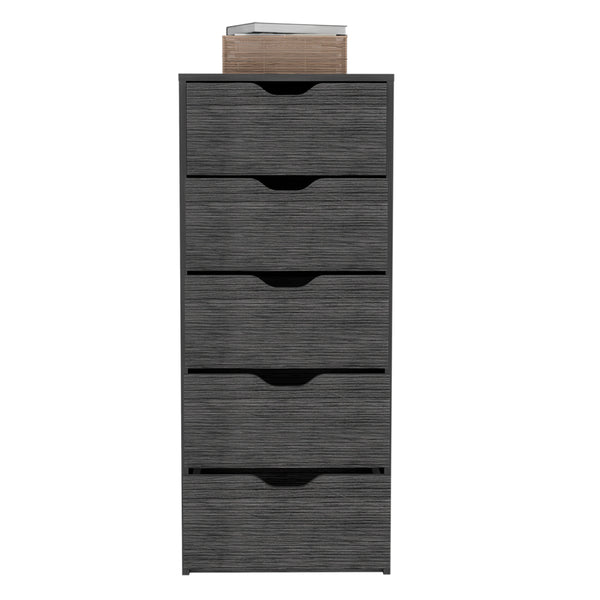English Elm Kamran Smokey Oak Dresser - Narrow Five-Drawer Engineered Wood Storage for Bedroom & Home Decor B092142860