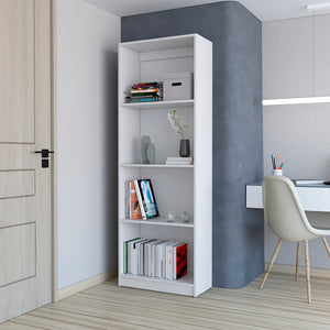 English Elm Bookcase Benzoni Engineered Wood, 4-Tier White Office Shelf Unit for Space-Saving Storage & Display B092142820