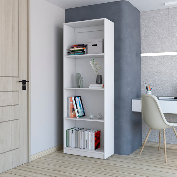 English Elm Bookcase Benzoni Engineered Wood, 4-Tier White Office Shelf Unit for Space-Saving Storage & Display B092142820