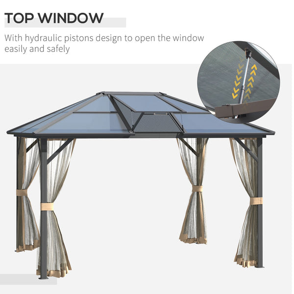 English Elm 10' X 12' Hardtop Gazebo Canopy With Uv-Resistant Roof, Ventilation, And Insect-Free Design For Outdoor Fun W2225S00032