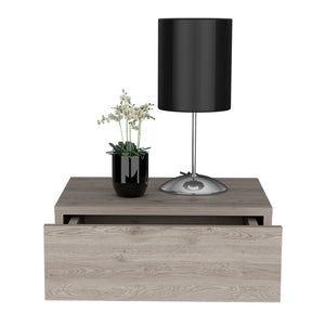 English Elm Nightstand Isola Wall-Mounted Light Gray Engineered Wood, Space-Saving Floating Design with Spacious Top & Generous Drawer B092142817