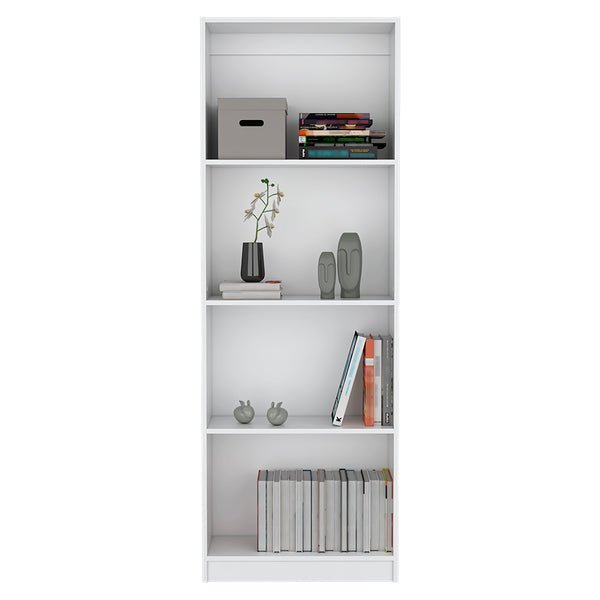 English Elm Bookcase Benzoni Engineered Wood, 4-Tier White Office Shelf Unit for Space-Saving Storage & Display B092142820