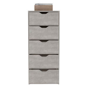 English Elm Kamran Concrete Gray Dresser - 5 Narrow Drawers, Engineered Wood, Space-Saving 45.2"L x 20"W B092142859