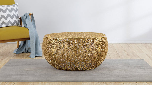 English Elm T3502-32 Modern Round Aluminum Coffee Table – Sleek Cast Frame, Durable Craftsmanship for Stylish Living Room Decor Gold B009140726