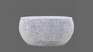 English Elm T3502-32 Round Aluminum Coffee Table with Sleek Cast Frame Modern Contemporary Accent Centerpiece White G150108431