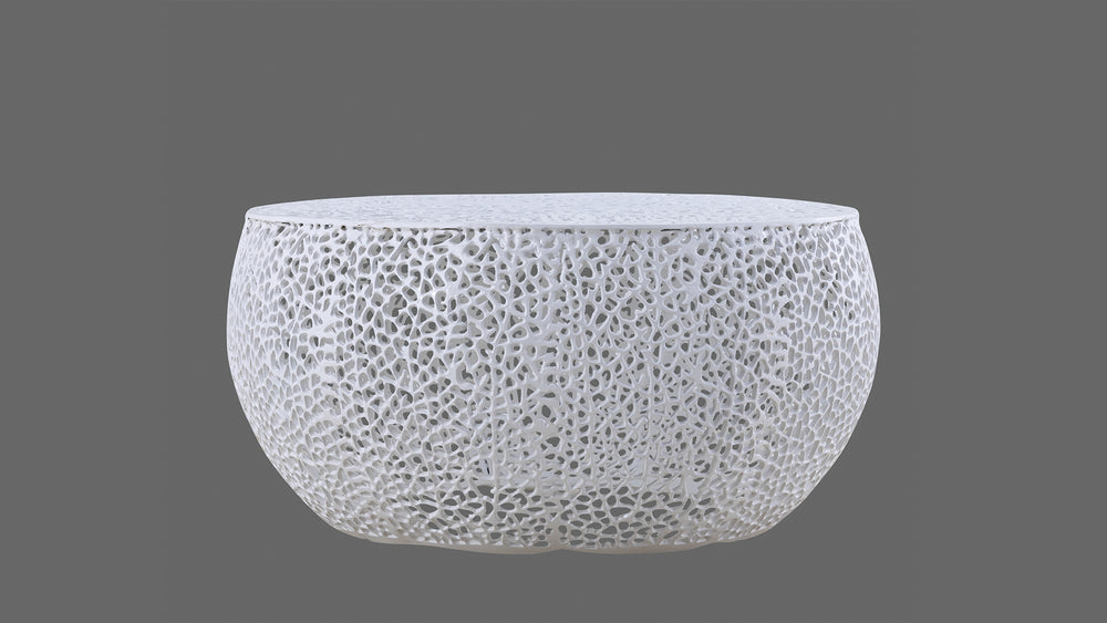 English Elm T3502-32 Modern Round Aluminum Coffee Table – Sleek Cast Frame, Durable Craftsmanship for Stylish Living Room Decor White B009140729