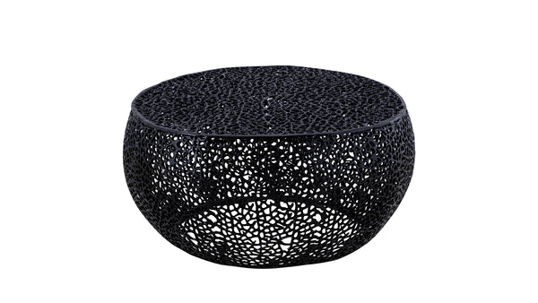 English Elm T3502-32 Round Aluminum Coffee Table with Sleek Cast Frame Modern Contemporary Accent Centerpiece Black G150108428