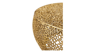 English Elm T3502-32 Round Aluminum Coffee Table with Sleek Cast Frame Modern Contemporary Accent Centerpiece Gold G150108429