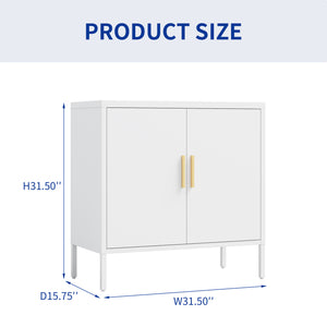 English Elm Metal Storage Cabinet with Lockable Doors and Adjustable Heavy-Duty Shelves for Garage Office School White W252113565