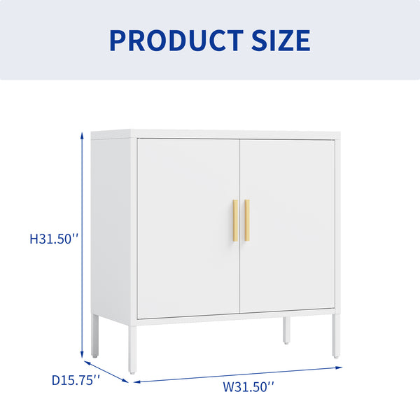 English Elm Metal Storage Cabinet with Lockable Doors and Adjustable Heavy-Duty Shelves for Garage Office School White W252113565