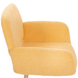 Hearth and Haven Teddy Fabric Upholstered Side Dining Chair with Metal Leg(Yellow Teddy Fabric+Beech Wooden Printing Leg), Kd Backrest W490134188