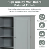 English Elm Wide Bathroom Storage Cabinet, Freestanding Storage Cabinet With Two Drawers and Adjustable Shelf, Mdf Board With Painted Finish, Grey