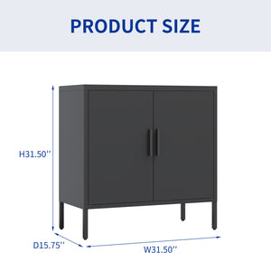 English Elm Metal Storage Cabinet with Lockable Doors and Adjustable Heavy-Duty Shelves for Garage Office School Black W252113564