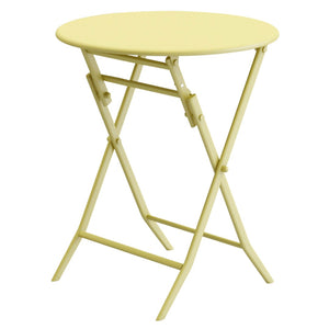 English Elm 3 Piece Outdoor Bistro Set Foldable Steel Cafe Table Chairs Powder Coated Patio Yellow W1586P143143