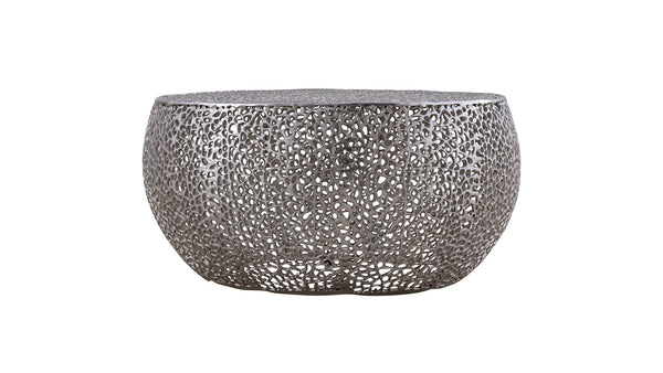 English Elm T3502-32 Round Aluminum Coffee Table with Sleek Cast Frame Modern Contemporary Accent Centerpiece Silver G150108430