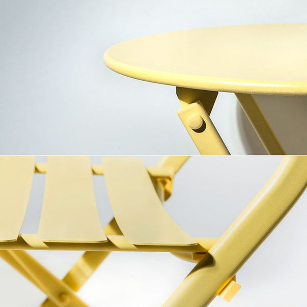 English Elm 3 Piece Outdoor Bistro Set Foldable Steel Cafe Table Chairs Powder Coated Patio Yellow W1586P143143