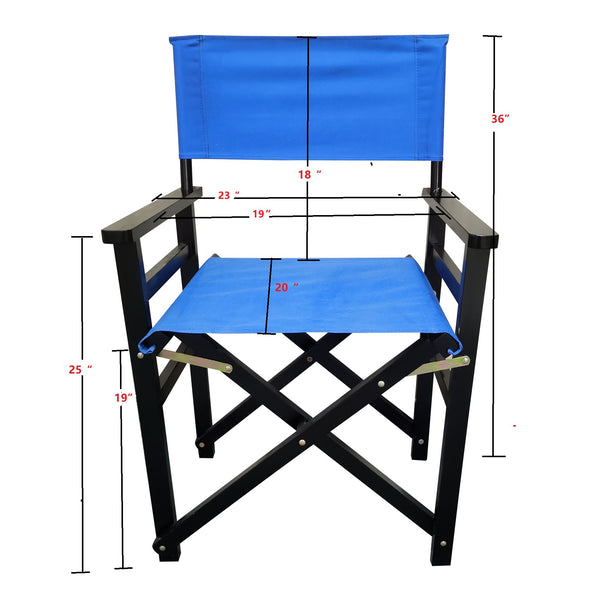 English Elm Folding Populus Wood Director Chair Set of 2 with Breathable Blue Canvas, Foldable, Durable Seating W2297P143112