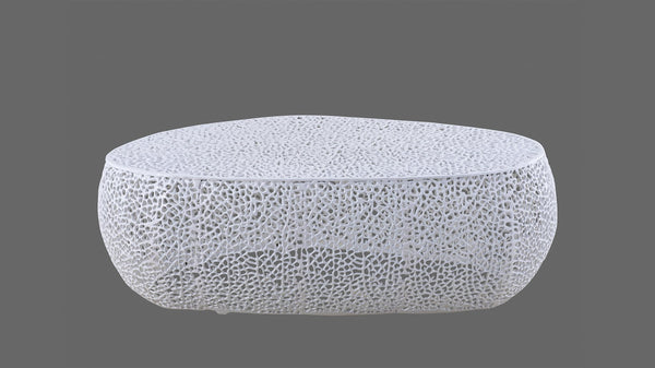 English Elm T3601-50 Oval Coffee Table with Cast Aluminum Frame, Sleek Modern Contemporary Centerpiece for Living Rooms White B009140733