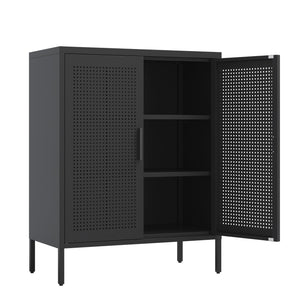 English Elm NO Metal Storage Cabinet with 2 Doors and Adjustable Shelves, Heavy Duty Steel File Cabinet, Secure Wall-Mountable Black W252113562