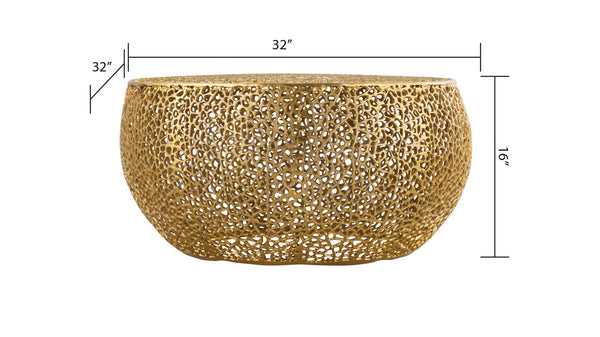 English Elm T3502-32 Modern Round Aluminum Coffee Table – Sleek Cast Frame, Durable Craftsmanship for Stylish Living Room Decor Gold B009140726