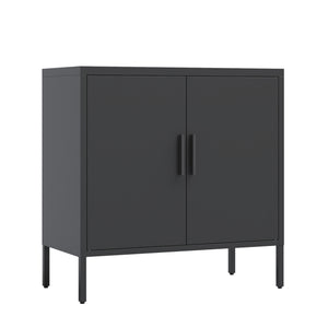 English Elm Metal Storage Cabinet with Lockable Doors and Adjustable Heavy-Duty Shelves for Garage Office School Black W252113564