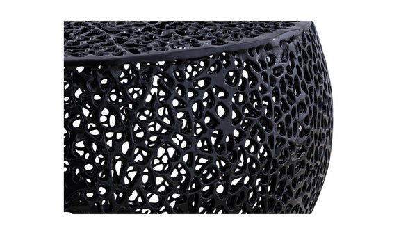 English Elm T3502-32 Round Aluminum Coffee Table with Sleek Cast Frame Modern Contemporary Accent Centerpiece Black G150108428