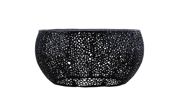 English Elm T3502-32 Round Aluminum Coffee Table with Sleek Cast Frame Modern Contemporary Accent Centerpiece Black G150108428