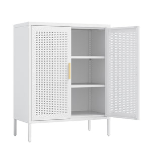 English Elm NO Metal Storage Cabinet with 2 Doors and Adjustable Shelves, Heavy Duty Steel File Cabinet, Secure Wall-Mountable White W252113563