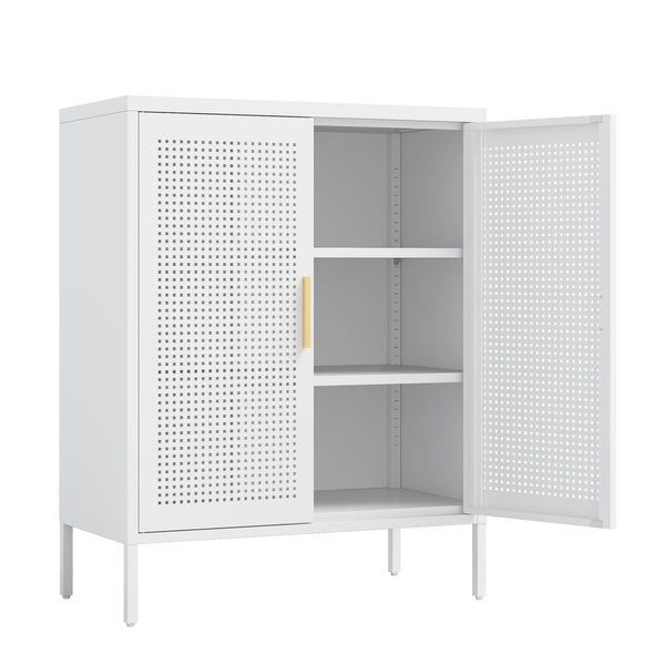 English Elm NO Metal Storage Cabinet with 2 Doors and Adjustable Shelves, Heavy Duty Steel File Cabinet, Secure Wall-Mountable White W252113563
