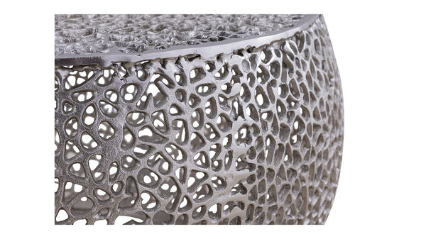 English Elm T3502-32 Round Aluminum Coffee Table with Sleek Cast Frame Modern Contemporary Accent Centerpiece Silver G150108430