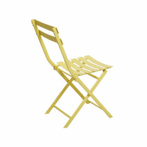 English Elm 3 Piece Outdoor Bistro Set Foldable Steel Cafe Table Chairs Powder Coated Patio Yellow W1586P143143