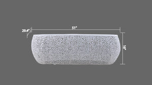 English Elm T3601-50 Oval Coffee Table with Cast Aluminum Frame, Sleek Modern Contemporary Centerpiece for Living Rooms White B009140733