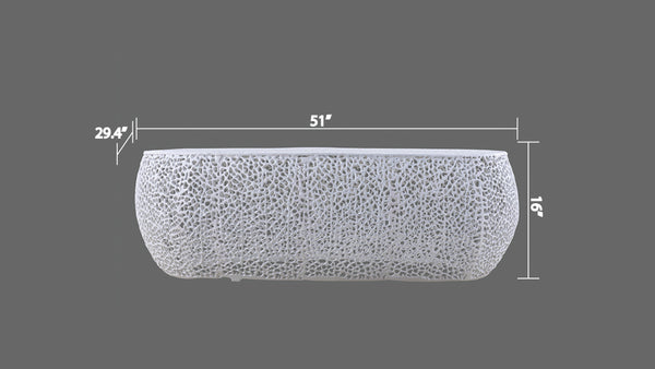 English Elm T3601-50 Oval Coffee Table — Sleek Cast Aluminum Frame, Modern Contemporary Centerpiece for Stylish Living Rooms White G150108427