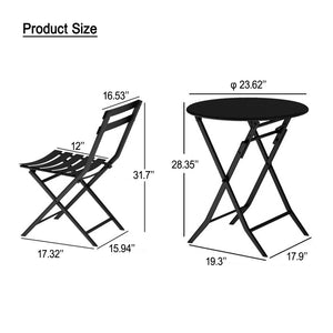 English Elm 3 Piece Outdoor Bistro Set Foldable Steel Cafe Table Chairs Powder Coated Patio Yellow W1586P143143