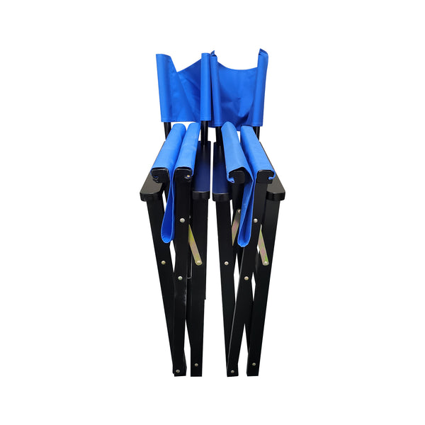 English Elm Folding Populus Wood Director Chair Set of 2 with Breathable Blue Canvas, Foldable, Durable Seating W2297P143112