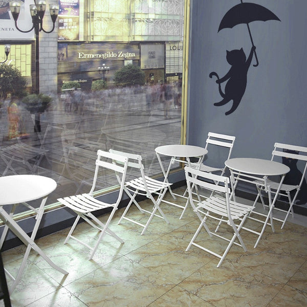 English Elm 3 Piece Outdoor Bistro Set Foldable Steel Cafe Table Chairs Powder Coated Patio White W1586P143153