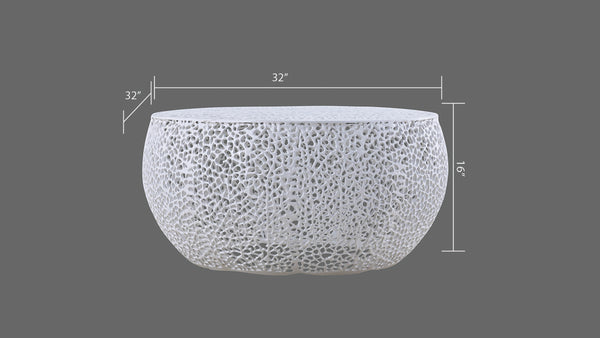 English Elm T3502-32 Modern Round Aluminum Coffee Table – Sleek Cast Frame, Durable Craftsmanship for Stylish Living Room Decor White B009140729