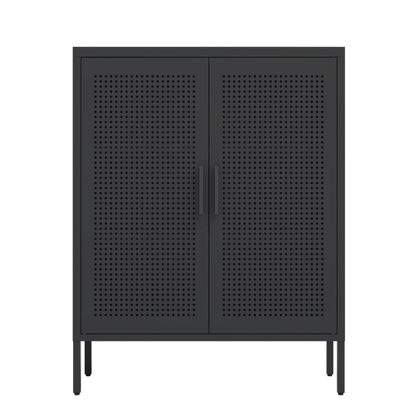 English Elm NO Metal Storage Cabinet with 2 Doors and Adjustable Shelves, Heavy Duty Steel File Cabinet, Secure Wall-Mountable Black W252113562