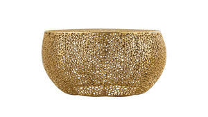 English Elm T3502-32 Round Aluminum Coffee Table with Sleek Cast Frame Modern Contemporary Accent Centerpiece Gold G150108429