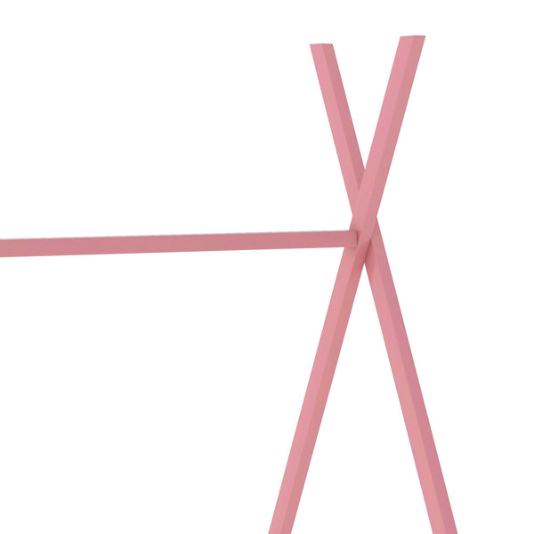 English Elm Metal Twin House Platform Bed with Sturdy Triangle Frame, Low Profile Kids' Cozy Playful Sleep Space Pink WF307193AAH