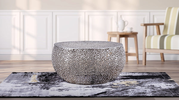 English Elm T3502-32 Modern Round Aluminum Coffee Table – Sleek Cast Frame, Durable Craftsmanship for Stylish Living Room Decor Silver B009140727