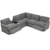 English Elm 104'' Power Recliner Corner Sofa Home Theater Reclining Sofa Sectional Couches With Storage Box, Cup Holders, Usb Ports and Power Socket For Living Room, Dark Grey