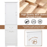 English Elm Tall Bathroom Storage Cabinet, Freestanding Storage Cabinet With Two Different Size Drawers and Adjustable Shelf, Mdf Board With Painted Finish, White