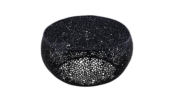 English Elm T3502-32 Round Aluminum Coffee Table with Sleek Cast Frame Modern Contemporary Accent Centerpiece Black G150108428