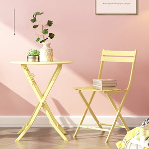English Elm 3 Piece Outdoor Bistro Set Foldable Steel Cafe Table Chairs Powder Coated Patio Yellow W1586P143143