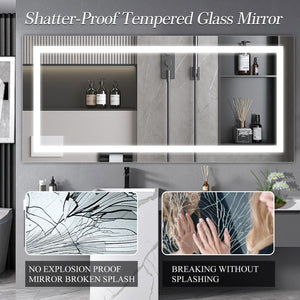 English Elm 72" Frameless Led Vanity Mirror with Anti-fog Touch Dimming for Modern Bathrooms W134070942