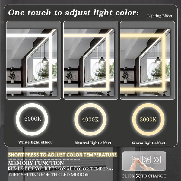 English Elm 72" Frameless Led Vanity Mirror with Anti-fog Touch Dimming for Modern Bathrooms W134070942