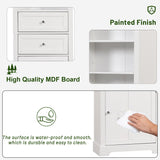 English Elm Tall Bathroom Storage Cabinet,Cabinet With One Door and Two Drawers, Freestanding Storage Adjustable Shelf, Mdf Board,White