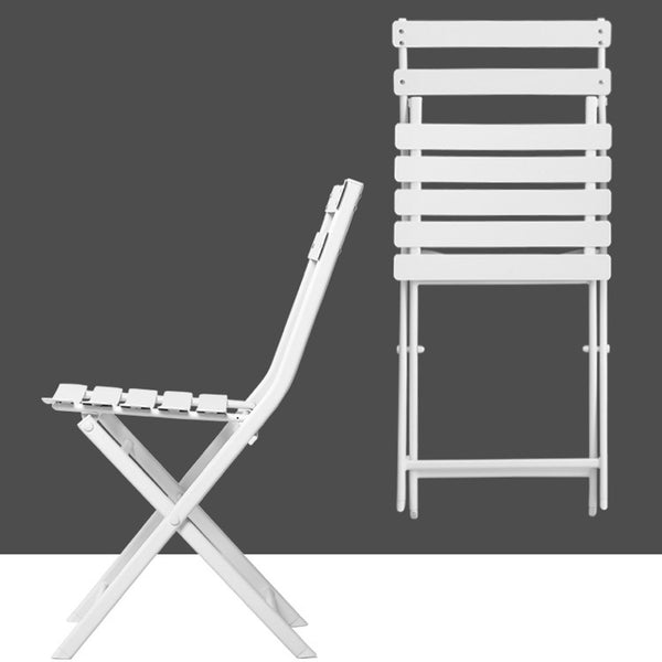 English Elm 3 Piece Outdoor Bistro Set Foldable Steel Cafe Table Chairs Powder Coated Patio White W1586P143153